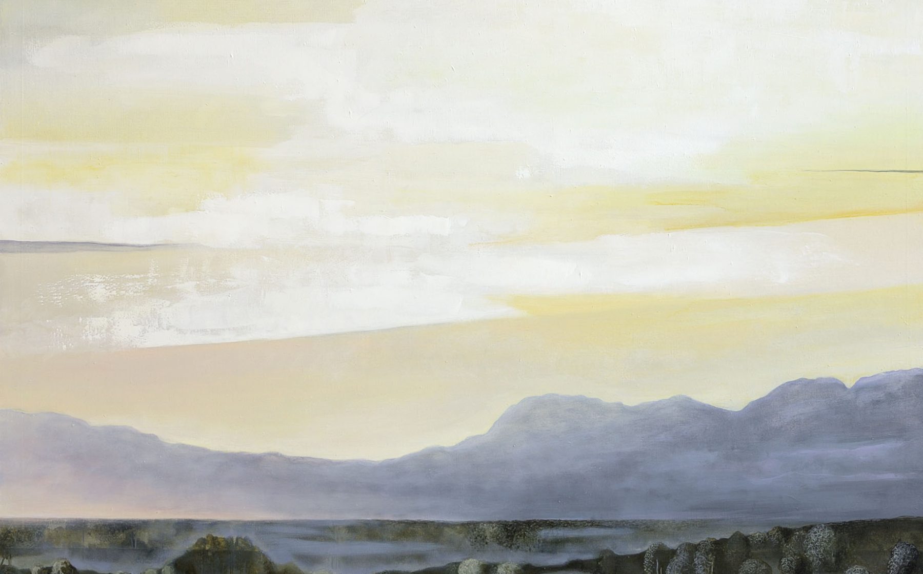 painting of sea and yellow sky