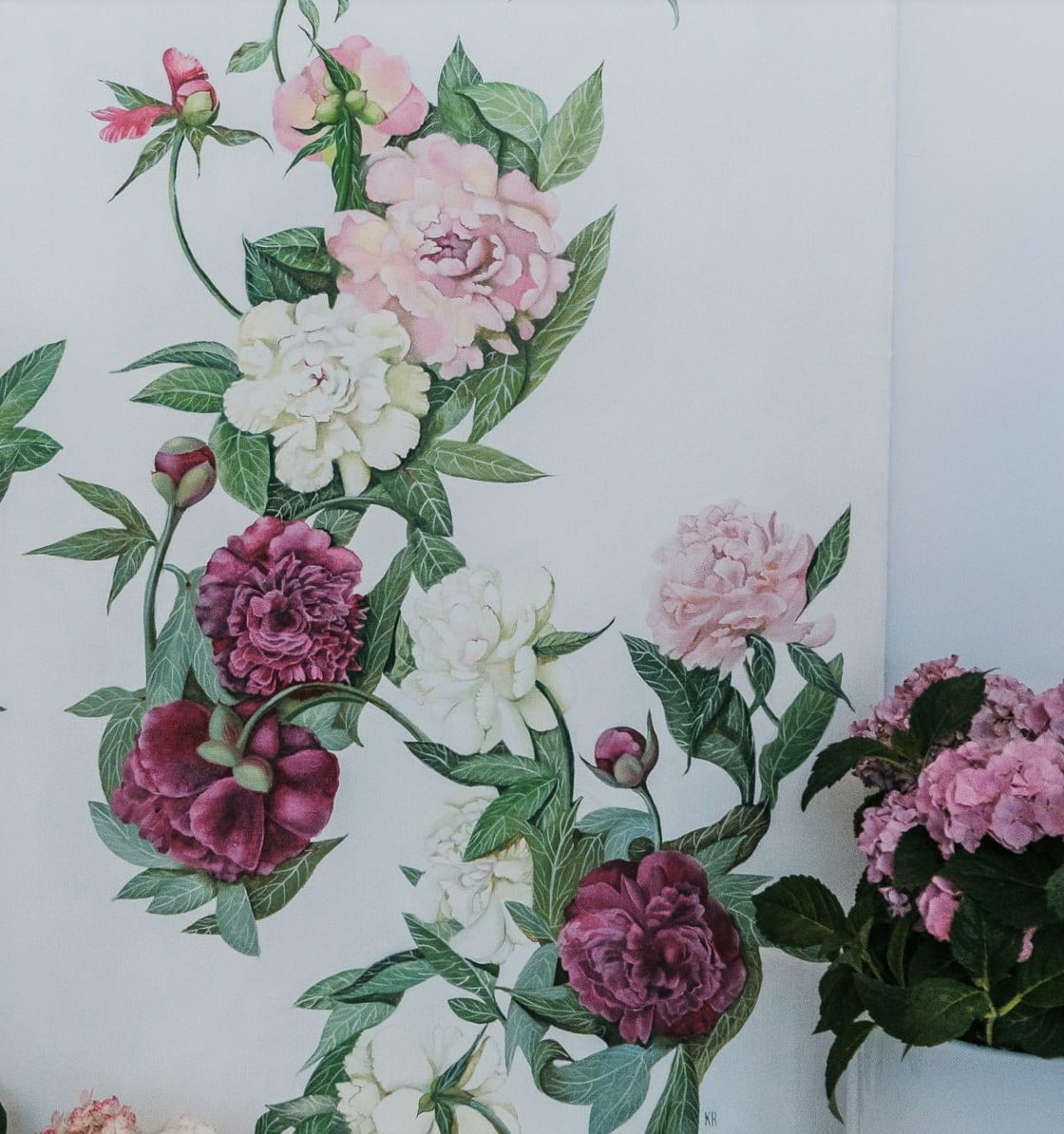 paintings of pink flowers