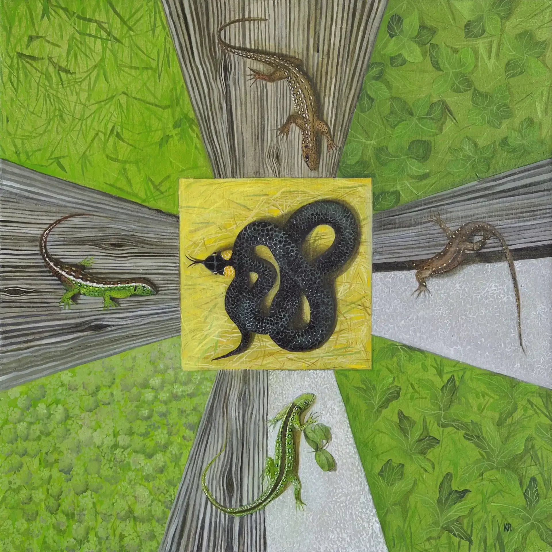 paintings of snakes and lizards